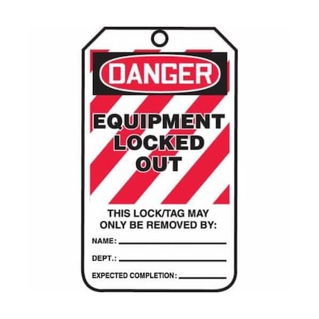 Accuform Safety Tags, DANGER EQUIPMENT LOCKED OUT, 5.75in x 3.25in, PF-Cardstock, 25PK MLT410CTP